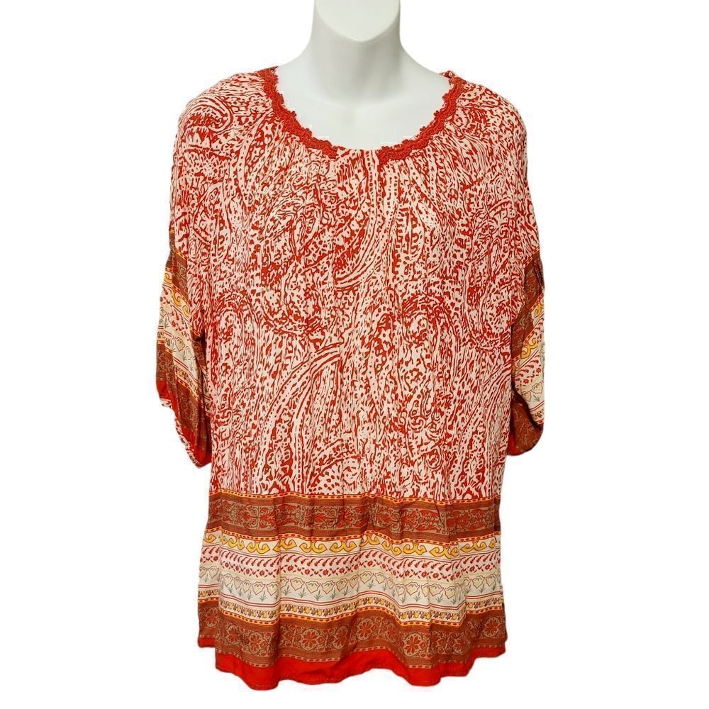 2/$20 Vintage Y2K Indian Style Red Top Blouse Size:M